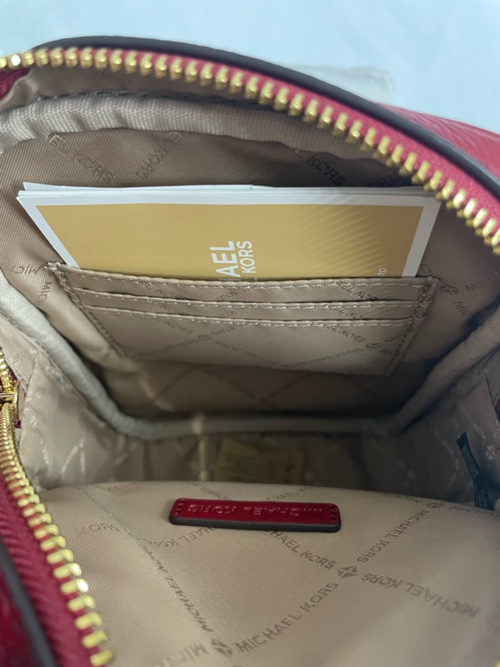 Michael Kors Jet Set Travel Medium Pebbled Leather
Crossbody Bag  cherry - Picture 11 of 14